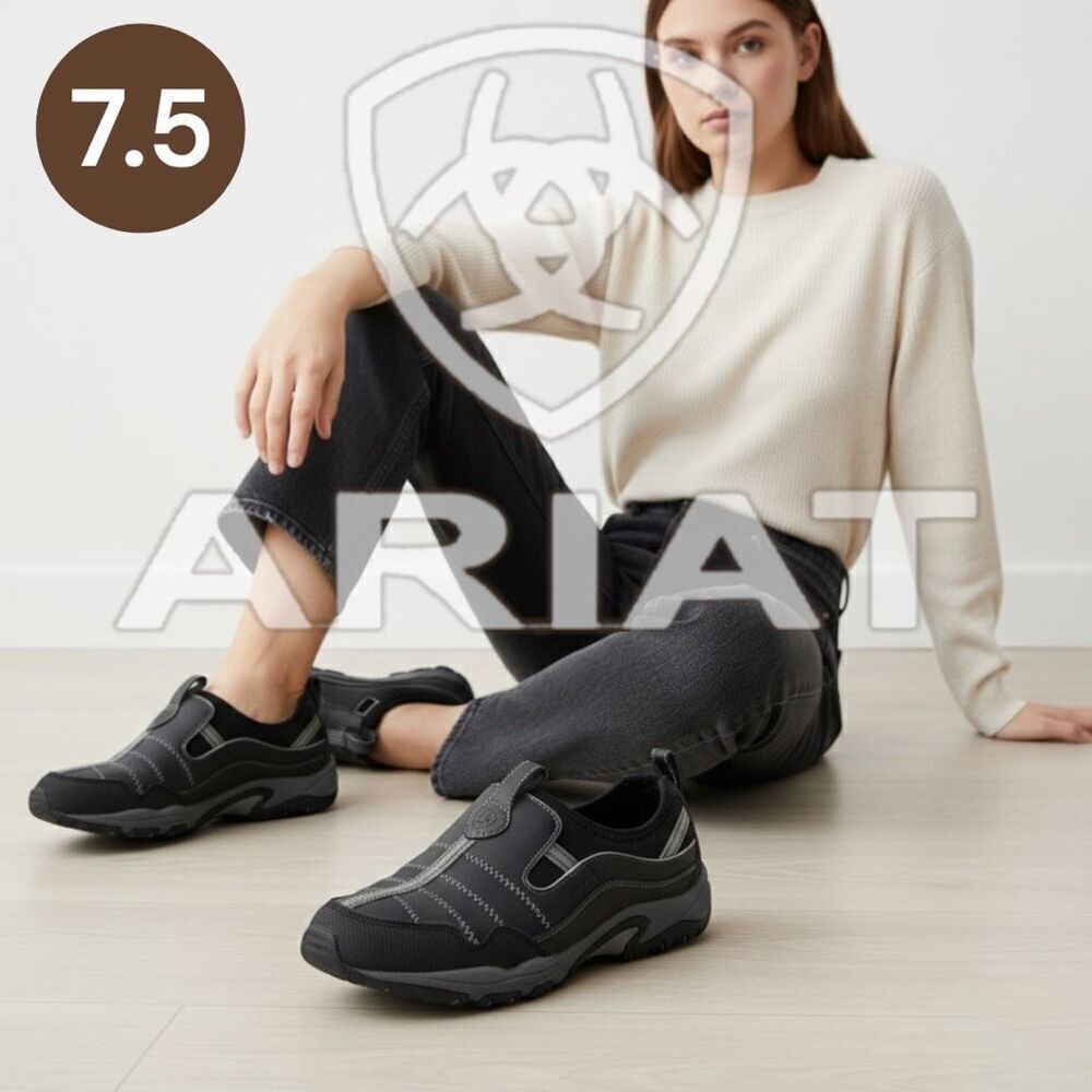 Ariat Women's Low Top Slip-on Athletic Casual Sneakers Black Gray Performance7.5